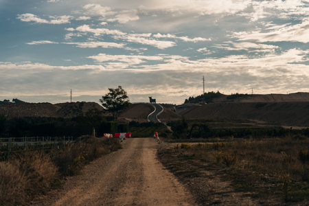 NAVARRE, SPAIN - OCTOBER 2022 pilgrim walking in French Way Camino Frances to Santiago de...