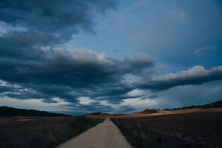 NAVARRE, SPAIN - OCTOBER 2022 pilgrim walking in French Way Camino Frances to Santiago de Compostela. High quality photoの写真素材