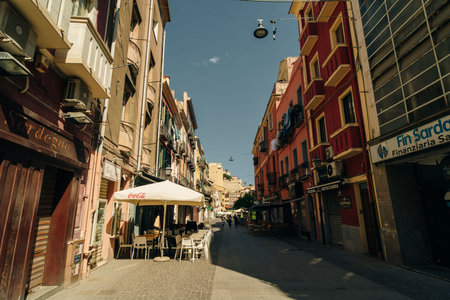 street in downtown in Cagliari, Sardinia, Italy - may 2 2024. High quality photoのeditorial素材