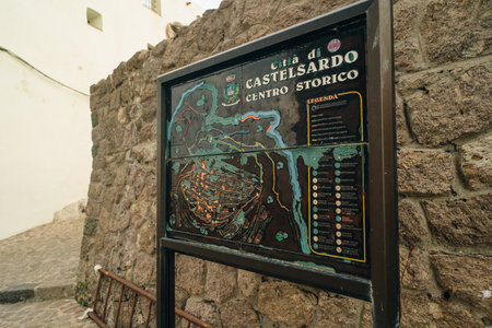 the beautiful alley of castelsardo old city - sardinia - italy - may 2 2024. High quality photoのeditorial素材