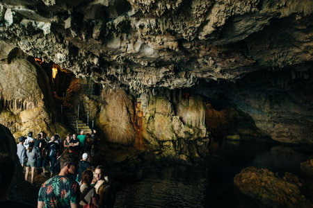 Stairs towards the cave of Grotta di Nettuno, Sardinia, Italy - may 2 2024. High quality photoのeditorial素材