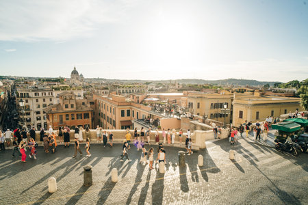 Rome, Italy - may 2 2024- Tourists and locals on The Spanish Steps. High quality photoのeditorial素材