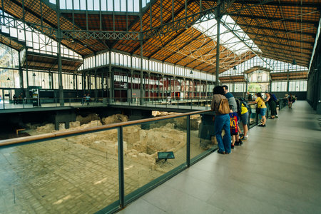BARCELONA, SPAIN - may 2 2024: Interior view of the El Born Culture and Memory Center. High quality photoのeditorial素材
