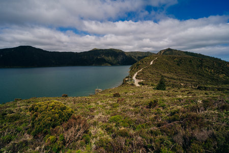 Azores, amazing View to Lagoa do Fogo, Sao Miguel Island in Azores, Portugal. High quality photo