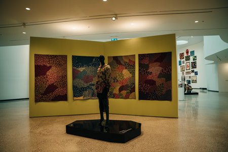 Winnipeg, MB, Canada - April 2022 An overhead look at the exhibition floor at WAG-Qaumajuq. High quality photoのeditorial素材