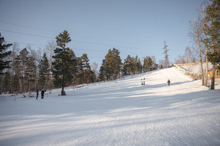 Krasnoyarsk, eastern entrance of the Pillars National Park. High quality photoのeditorial素材