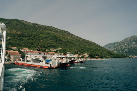 Bay of Kotor, Montenegro - may 2 2024 The only local ferry in Montenegro is at the Bay of Kotor....