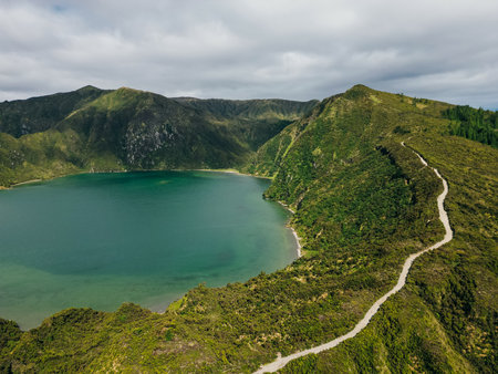 Azores, amazing View to Lagoa do Fogo, Sao Miguel Island in Azores, Portugal. High quality photo
