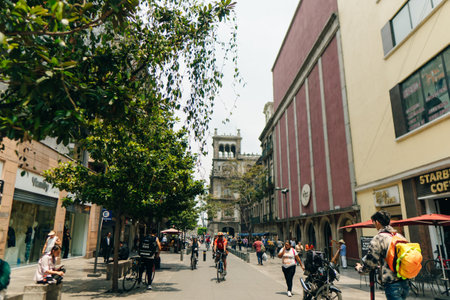 Mexico city, Mexico -may 2023 Crowds in the city center. High quality photoのeditorial素材