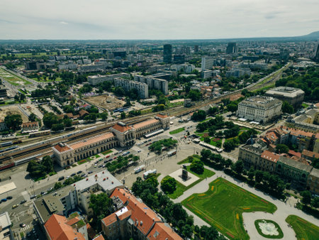 Aerial view at capital town of Croatia, Zagreb. High quality photo