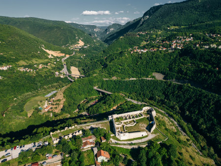 Aerial view of White Fortress in Sarajevo. High quality photoの写真素材