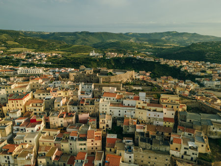 aerial view of The Beautiful Castelsardo in Sardinia Italy. High quality photo