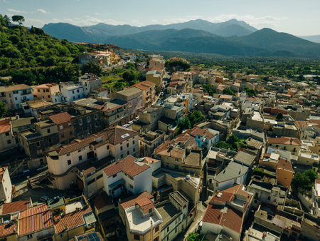 Aerial view of Dorgali, Nuoro, Sardinia, Italy. High quality photoの写真素材