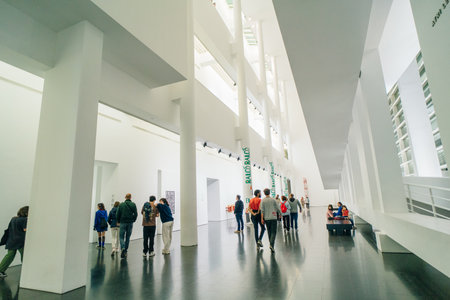 Barcelona, Spain, May 2 2024 Modern architecture, Museum, MACBA - Museu Art Contemporani. High quality photoのeditorial素材