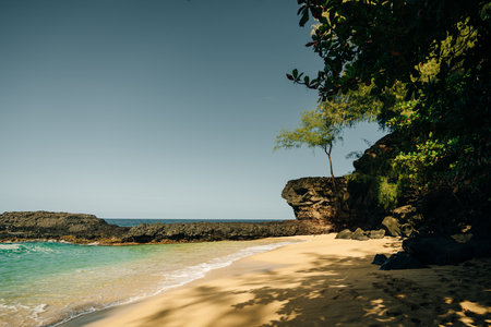 Kawela Bay Oahu North Shore Beach with the sand and the palm trees at the background. High quality photoの写真素材