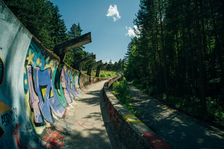 bob track destroyed in sarajevo, Bosnia and Herzegovina - may 2 2024. High quality photoのeditorial素材