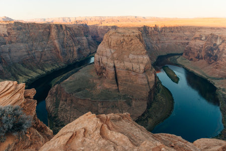 Horseshoe Bend in Glen Canyon National Recreation Area at early dawn.の写真素材
