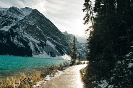 Lake Louise, Banff National Park, Alberta, Canada. This glacially fed lake is one of the most magnificent and popular lakes in Alberta, Canada.の写真素材