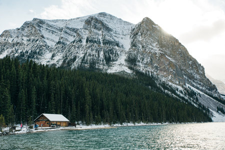 Lake Louise, Banff National Park, Alberta, Canada. This glacially fed lake is one of the most magnificent and popular lakes in Alberta, Canada.の写真素材