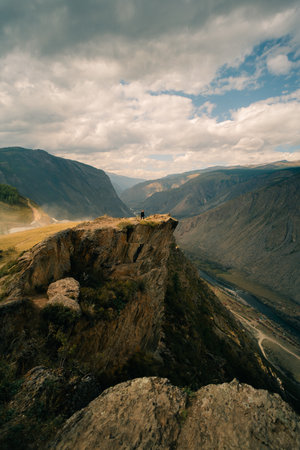 View of the Katu Yaryk pass in Altai Republic, Russia. Altai mountains. Mountain pass Katu-Yaryk. Valley of the mountain river Chulyshman. Mountain dangerous. High quality photoの写真素材