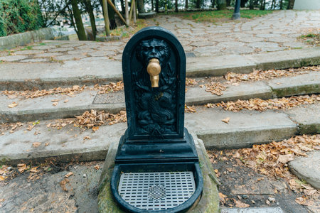 drinking fountain on the way to santiago in spain. High quality photoの写真素材