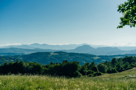 Direction sign in the Apennines mountains in Italy, between Bologna and Florence. High quality photoの写真素材