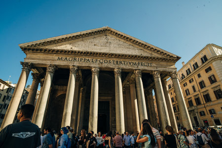 Rome, Italy - May 2, 2024 the ancient Pantheon with tourist. High quality photoの写真素材