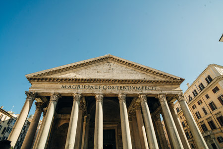 Rome, Italy - May 2, 2024 the ancient Pantheon with tourist. High quality photo