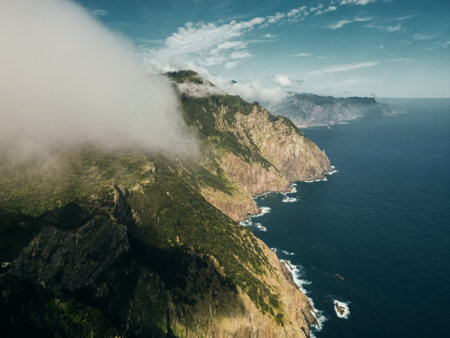 Aerial view of the north coast of the Madeira Islands, Portugal. High quality photoの写真素材