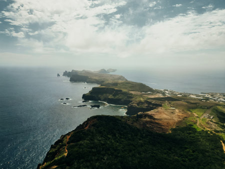 Aerial view of the north coast of the Madeira Islands, Portugal. High quality photoの写真素材