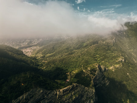 Aerial view of the north coast of the Madeira Islands, Portugal. High quality photoの写真素材