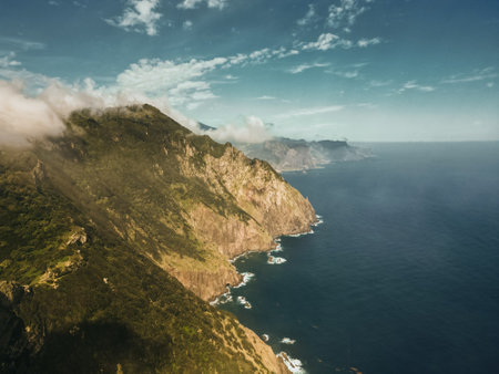 Aerial view of the north coast of the Madeira Islands, Portugal. High quality photoの写真素材