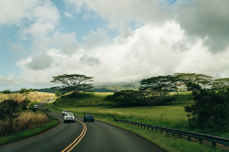 kapaia reservoir. aerial view in Kauai, Hawaii.の写真素材