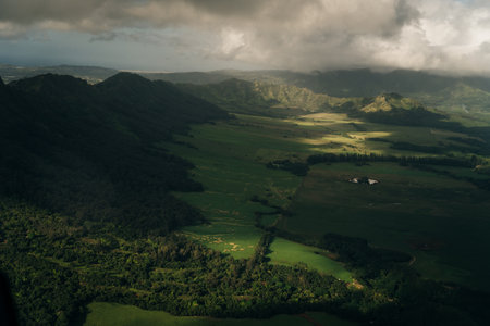 Lihue, Kauai Hawaii , USA - Sep 2022 Aerial view of Nawiliwili Bay and Kalpaki Beach. High quality photoの写真素材