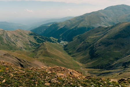 Bastiments peak seen from Coll de la Marrana mountain pass in summer. High quality photo