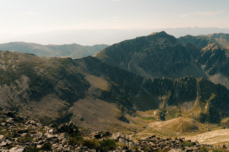 Bastiments peak seen from Coll de la Marrana mountain pass in summer. High quality photoの写真素材
