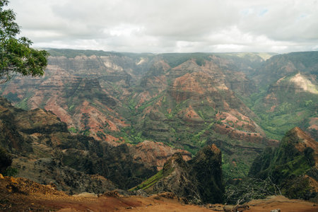Canyon Lookout is a popular area for visitors to Kauai's colorful canyon. Kauai, Hawaii - Sep 2022. High quality photoの写真素材