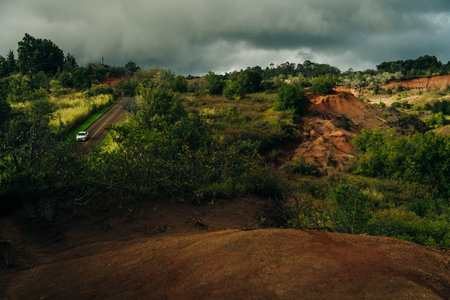 Aerial View of Waimea Canyon State Park, Kauai County, Hawaii, United States. High quality photo