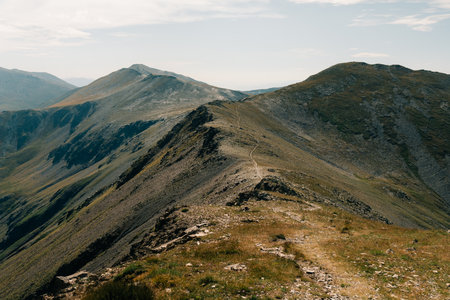 Bastiments peak seen from Coll de la Marrana mountain pass in summer. High quality photo