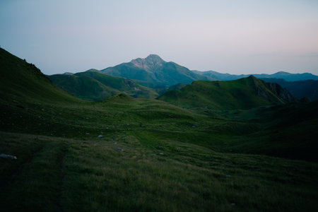Amazing sunrise on the mountains Pyrenees. High quality photo