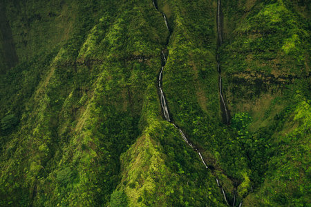 Aerial View of Waimea Canyon State Park, Kauai County, Hawaii, United States. High quality photo