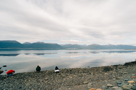 Ushuaia, Argentina - Dec 2th 2023 Rustic boats parked at puerto almanza port,. High quality photo