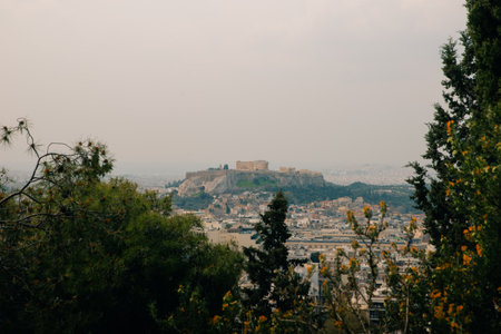 landscape views taken from the Acropolis and Parthenon Athens Greece. High quality photo