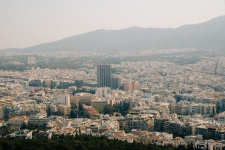 landscape views taken from the Acropolis and Parthenon in Athens, Greece. High quality photoの写真素材