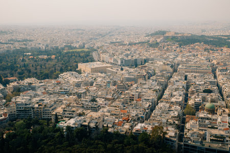 landscape views taken from the Acropolis and Parthenon Athens Greece. High quality photoの写真素材