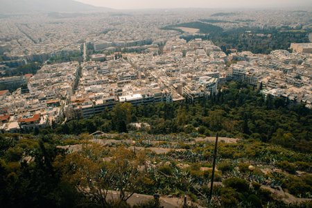 landscape views taken from the Acropolis and Parthenon Athens Greece. High quality photoの写真素材