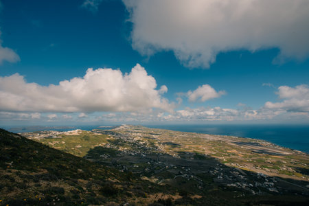 Sunrise Wildflowers on Santorini. High quality photoの写真素材