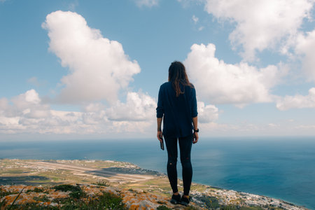 Sunrise Wildflowers on Santorini. High quality photoの写真素材