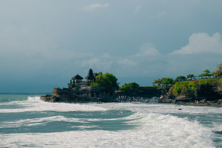 Pura Tanah Lot Temple and rock formation in Bali island in Indonesia. High quality photoの写真素材