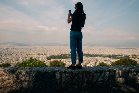 landscape views taken from the Acropolis and Parthenon Athens Greece. High quality photoの写真素材